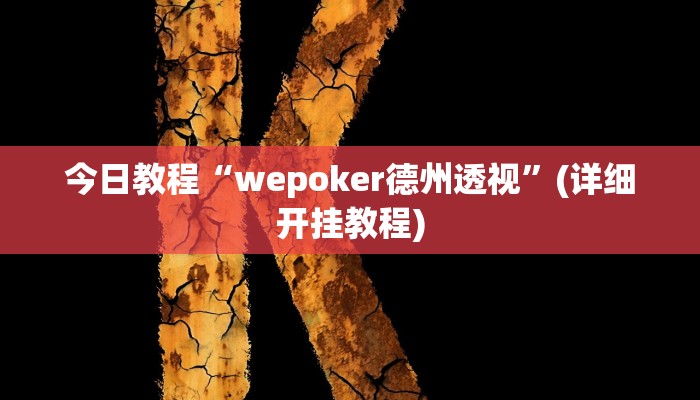 今日教程“wepoker德州透视”(详细开挂教程)