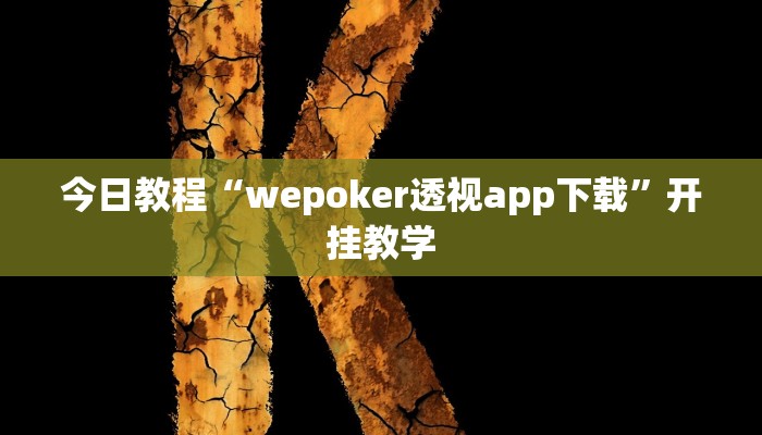 今日教程“wepoker透视app下载”开挂教学