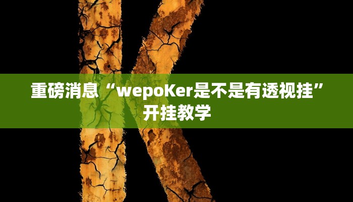 重磅消息“wepoKer是不是有透视挂”开挂教学