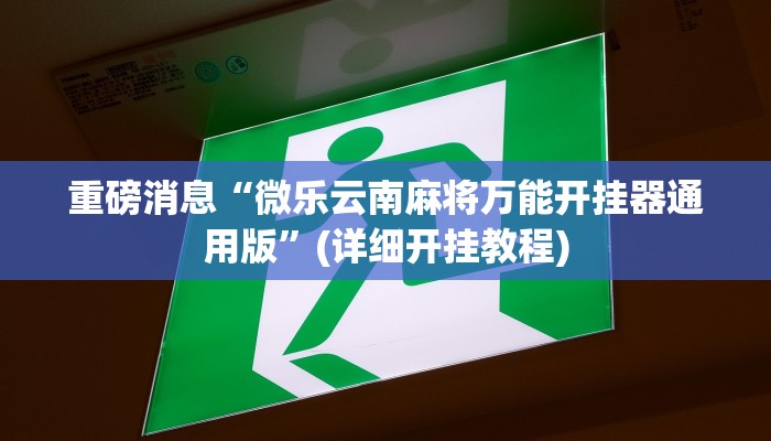 重磅消息“微乐云南麻将万能开挂器通用版”(详细开挂教程)