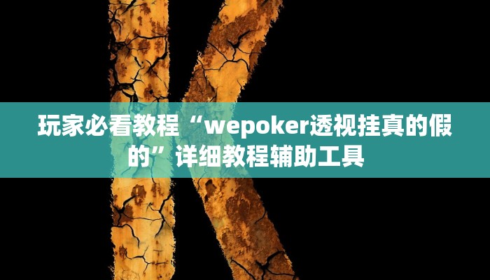 玩家必看教程“wepoker透视挂真的假的”详细教程辅助工具