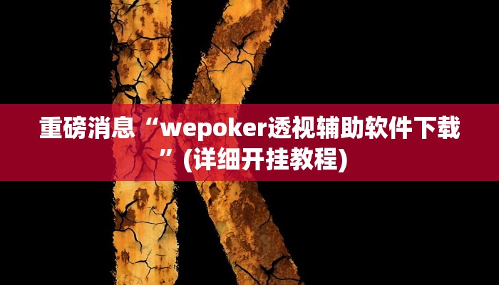 重磅消息“wepoker透视辅助软件下载 ”(详细开挂教程)