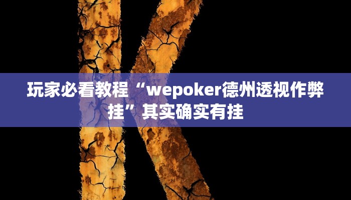 玩家必看教程“wepoker德州透视作弊挂”其实确实有挂