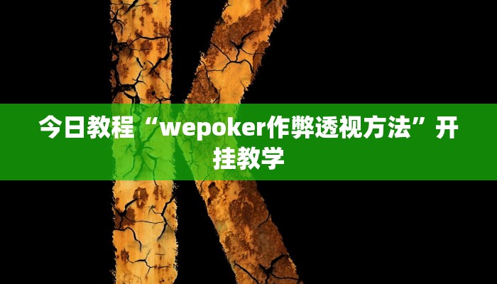 今日教程“wepoker作弊透视方法”开挂教学