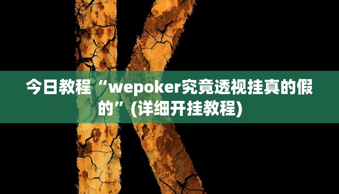 今日教程“wepoker究竟透视挂真的假的”(详细开挂教程)