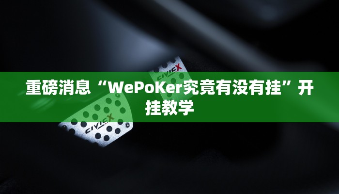 重磅消息“WePoKer究竟有没有挂”开挂教学