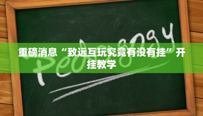 重磅消息“致远互玩究竟有没有挂”开挂教学 重磅消息“致远互玩究竟有没有挂”开挂教学