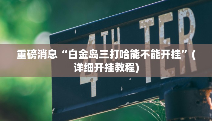 重磅消息“白金岛三打哈能不能开挂”(详细开挂教程)