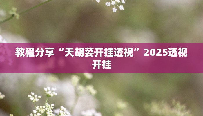 教程分享“天胡荽开挂透视”2025透视开挂 教程分享“天胡荽开挂透视”2025透视开挂